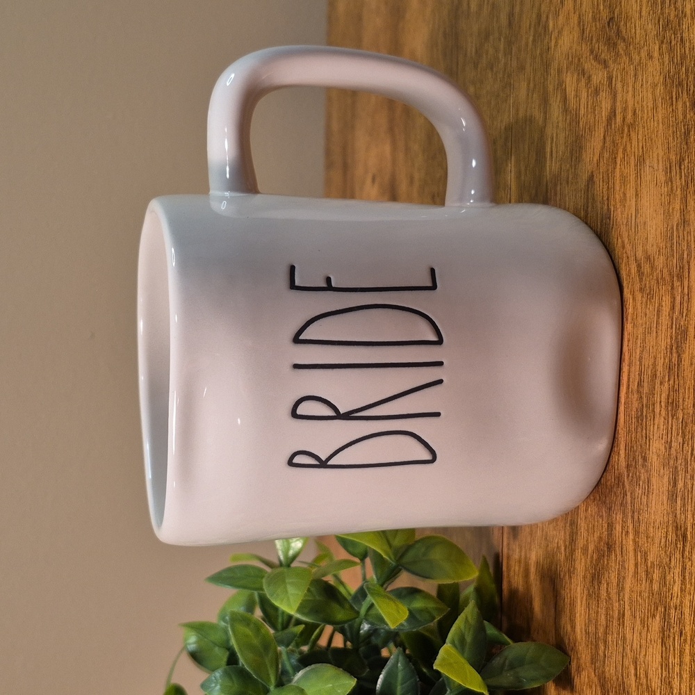 RAE DUNN 'BRIDE' Artisan Collection White Ceramic Mug Black Lettering